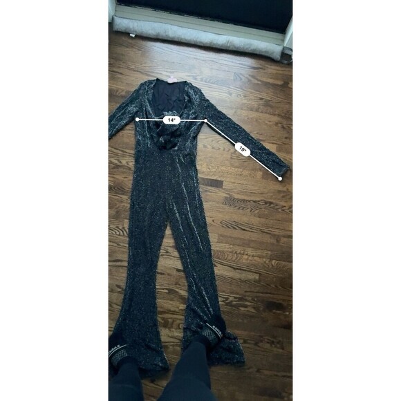 Show Me Your MuMu Martina Wrap Sequin Wide Leg Jumpsuit Sz S Bohochic neutral - Picture 8 of 9